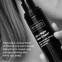 Black and white photo of a person holding Revision Skincare Healthy Glow Power Duo near their face. Text highlights its retinol moisturizer and bakuchiol for glowing skin with age-defying benefits.