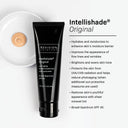 A tube of Revision Skincare Intellishade® Original 1.7 oz sits beside a swatch, showcasing its hydrating, broad-spectrum SPF 45 formula that protects from UVA/UVB rays and visibly improves skin tone.
