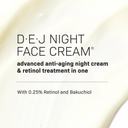 Close-up of a creamy white skincare product background with text: Healthy Glow Power Duo by Revision Skincare, an advanced anti-aging night cream and moisturizer with 0.25% Retinol and Bakuchiol for glowing skin.