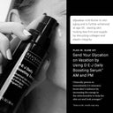 A person applies Revision Skincare D·E·J Daily Boosting Serum® 2 fl oz, while text explains how glycation affects skin aging and highlights the serum’s clinically proven benefits for firmer, more supple skin.