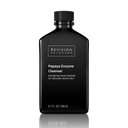 A black bottle of Revision Skincare Papaya Enzyme Cleanser (6.7 fl. oz./198 mL) with white text; this energizing facial wash uses papain enzyme for naturally vibrant skin.