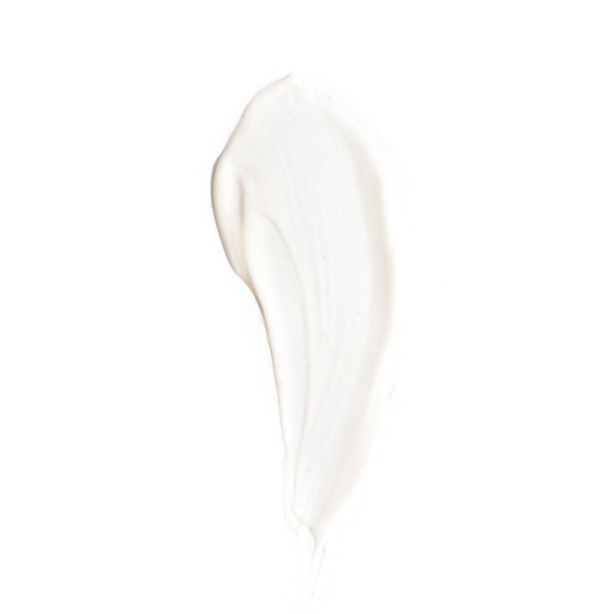 A creamy white smear of Revision Skincare D·E·J Eye Cream® on a plain white background, featuring a smooth, slightly glossy texture—ideal for targeting eyelid drooping and other visible signs of skin aging.