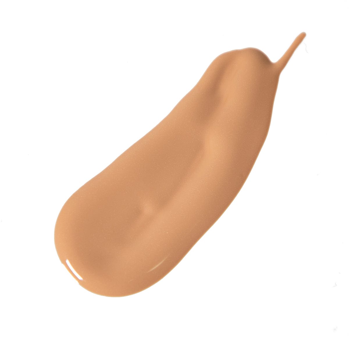 A smooth, elongated swatch of Intellishade® TruPhysical by Revision Skincare—a beige liquid foundation enriched with anti-aging moisturizer—shown on a white background.