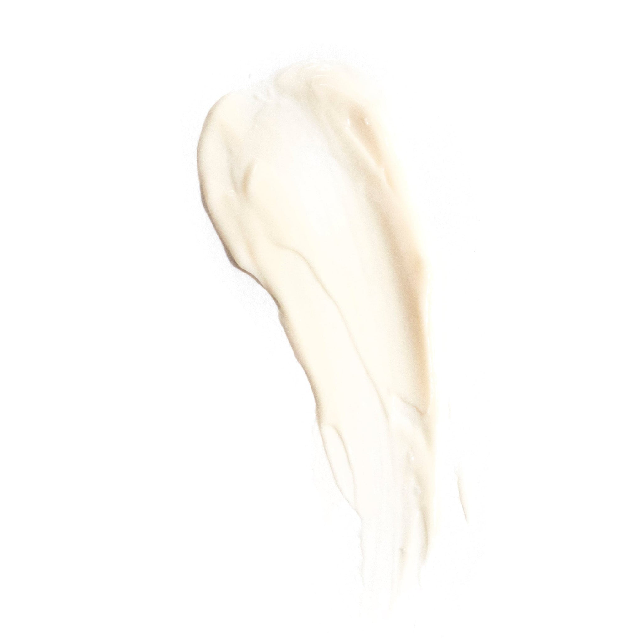 A creamy, off-white smear of Nectifirm® by Revision Skincare—formulated with peptides for anti-aging benefits—spread on a plain white background.