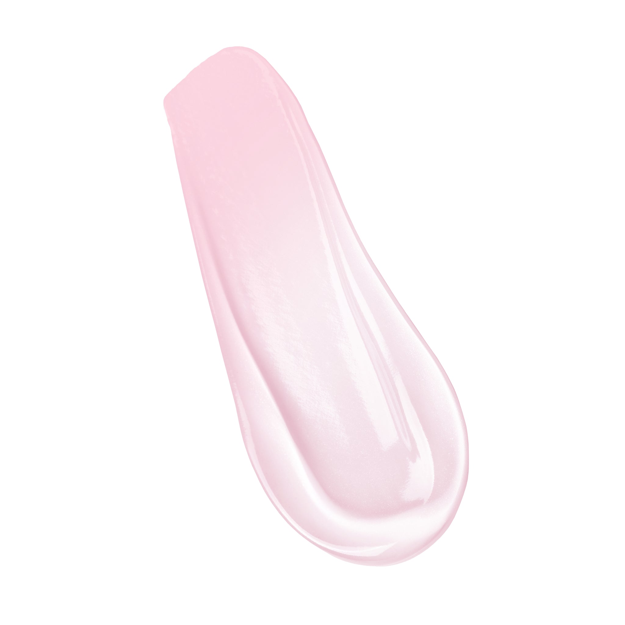 A swipe of light pink gel from Revision Skincare’s Tinted YouthFull Lip Replenisher® is displayed on a white background, showcasing a hydrating lip treatment that uses pH-reactive technology for a custom tint.
