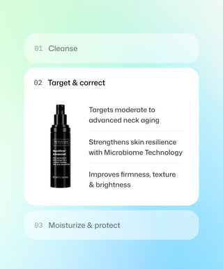 A skincare routine essential, Nectifirm® Advanced by Revision Skincare is an anti-aging neck treatment with Microbiome technology to improve firmness, texture, and brightness—your go-to cream for targeting neck aging.