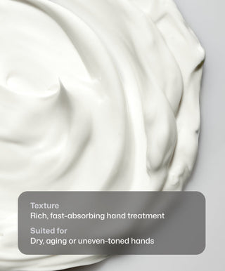 A close-up of smooth, creamy white lotion with a swirl pattern. Overlaid text reads: YouthFull Hands™ by Revision Skincare—rich, fast-absorbing moisturizer for dry, aging, or uneven-toned hands seeking brighter skin.