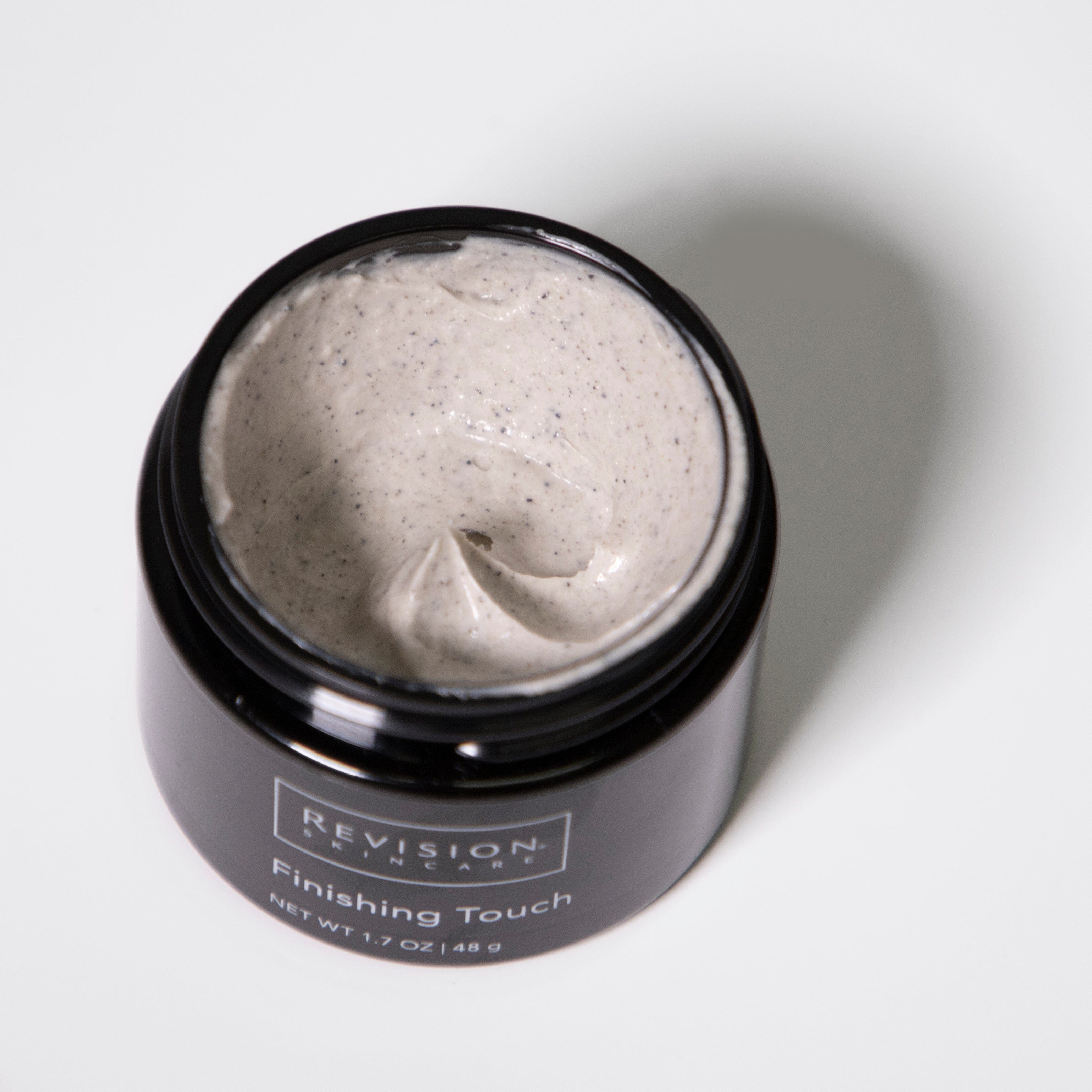 Finishing Touch- microdermabrasion scrub for polished skin. Jar Open