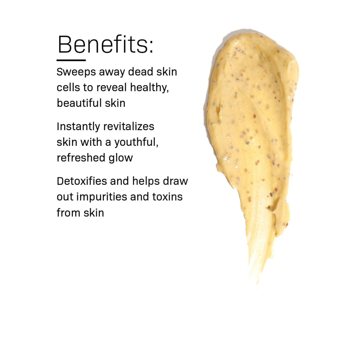 A smear of Revision Skincare Pumpkin Enzyme Mask 1.7 oz with visible exfoliating granules appears beside text highlighting benefits: removes dead skin, revitalizes for a youthful glow, and detoxifies with gold Brazilian clay.